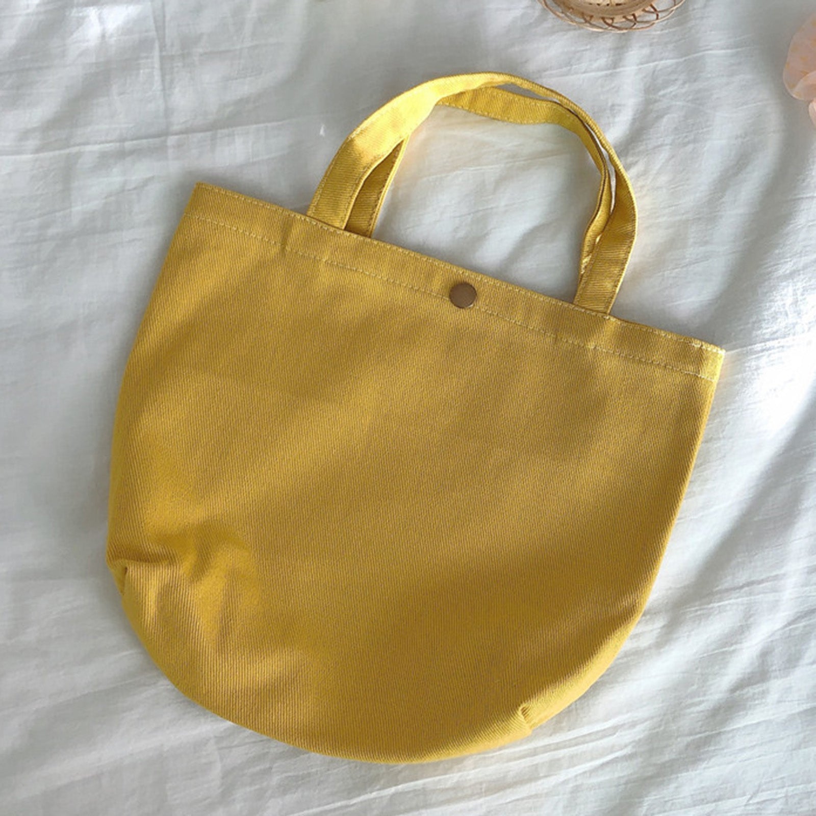561 Solid Color Canvas Tote Bag Snap Button Small Handbag for Travel Shopping 561 Solid Color Canvas Tote Bag Snap Button Small Handbag for Travel Shopping